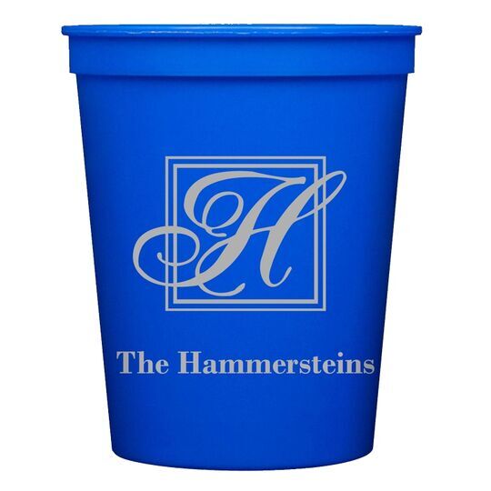 Pick Your Single Initial Monogram with Text Stadium Cups